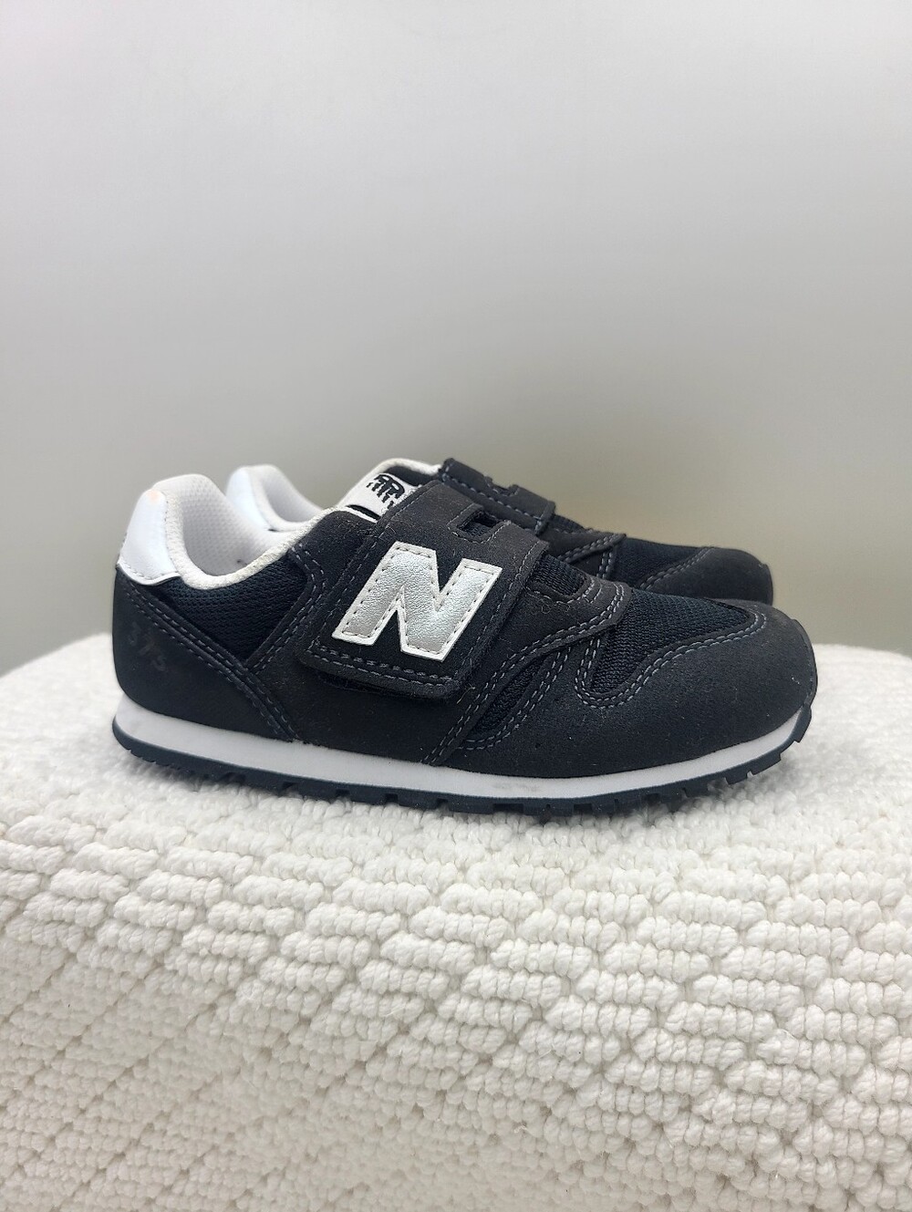 New Balance Kids Black & White Velcro Sneakers